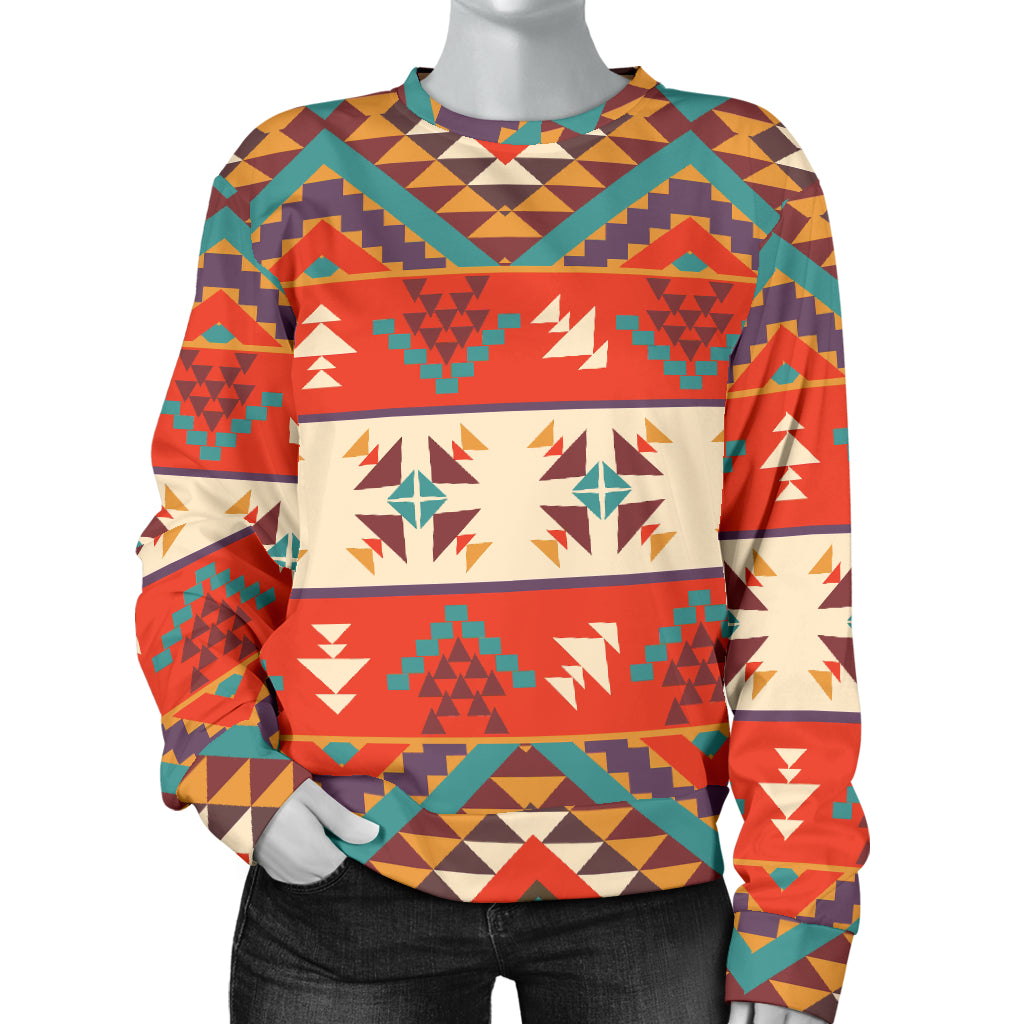 Aztec Red Print Pattern Women Long Sleeve Sweatshirt