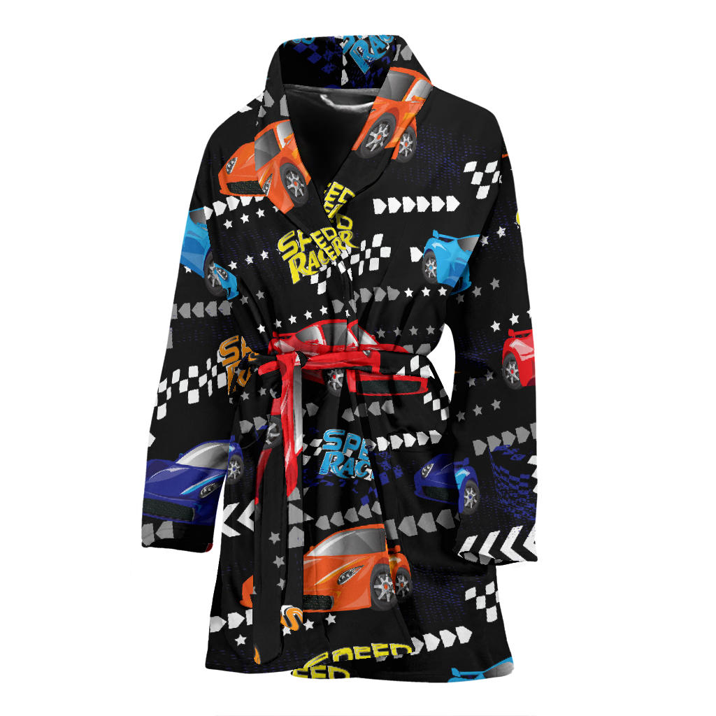 Racing Pattern Print Design A05 Women Bathrobe