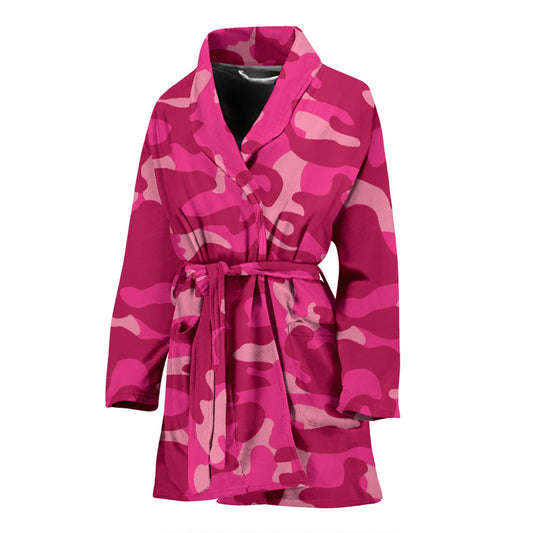 Camo Pink Pattern Print Design 01 Women Bathrobe