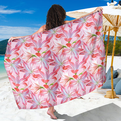 Amaryllis Pattern Print Design 02 Sarong Pareo Wrap