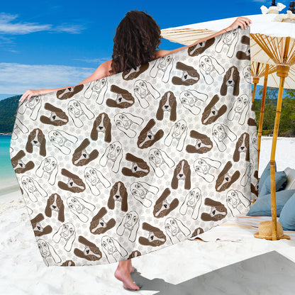 Basset Hound Pattern Print Design 01 Sarong Pareo Wrap