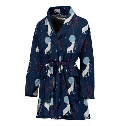 Wolf Moon Print Design LKS304 Women Bathrobe
