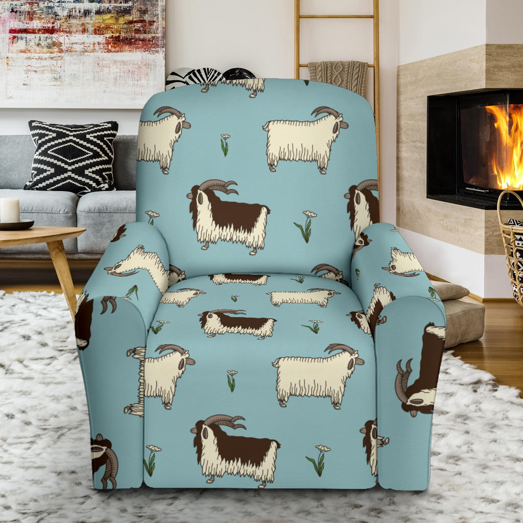 Goat Pattern Print Design 02 Recliner Slipcover with Pocket