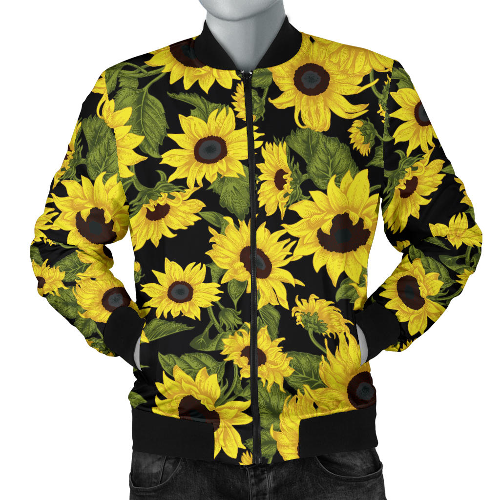 Sunflower Fresh Bright Color Print Men Bomber Jacket