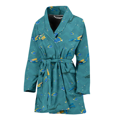 Scuba Driving Pattern Print Design LKS306 Women Bathrobe
