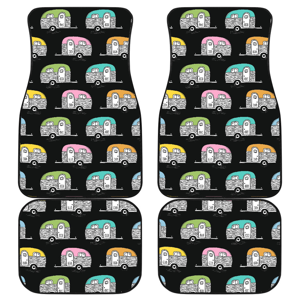 Camper Pattern Camping Themed No 2 Print Car Floor Mats Front Back