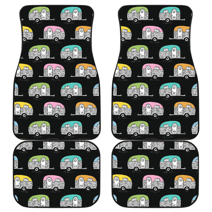 Camper Pattern Camping Themed No 2 Print Car Floor Mats Front Back