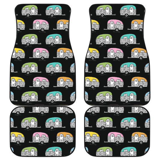 Camper Pattern Camping Themed No 2 Print Car Floor Mats Front Back