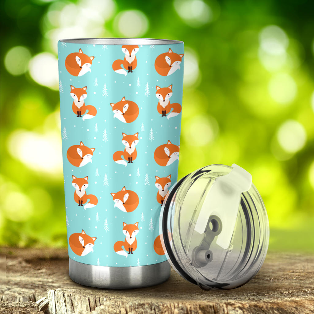 Fox Design Snow Print Pattern Tumbler
