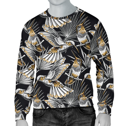 Hummingbird Gold Design Themed Print Men Long Sleeve Sweatshirt