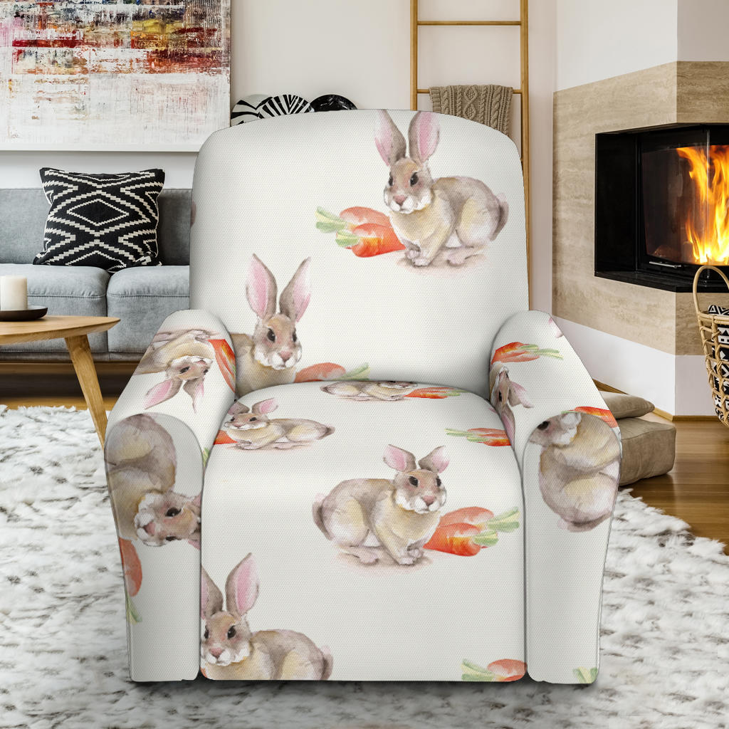 Rabbit Pattern Print Design 01 Recliner Slipcover with Pocket