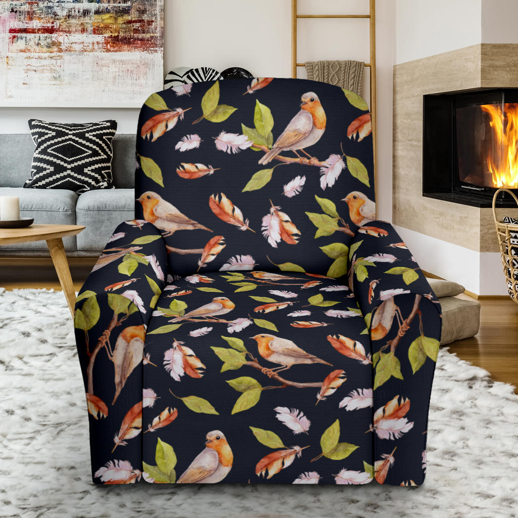Birds Pattern Print Design 02 Recliner Slipcover with Pocket