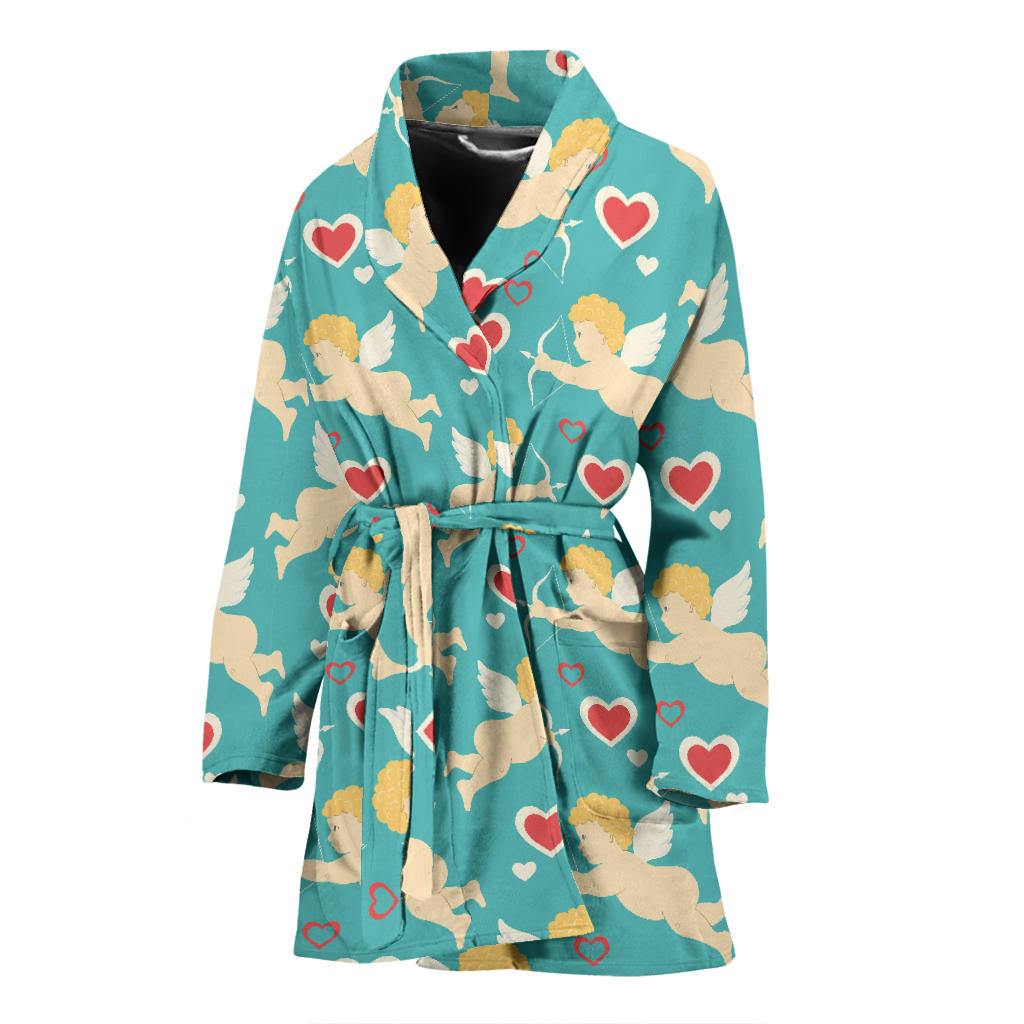 Cupid Pattern Print Design 01 Women Bathrobe