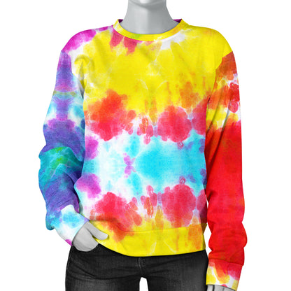 Tie Dye Rainbow Themed Print Women Long Sleeve Sweatshirt