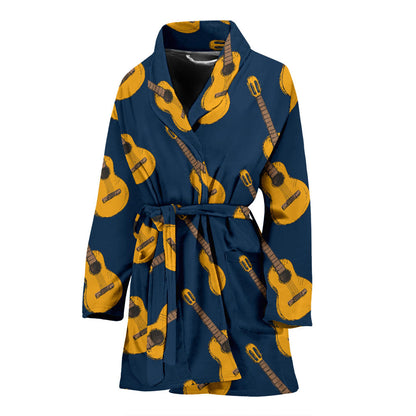 Acoustic Guitar Pattern Print Design 04 Women Bathrobe
