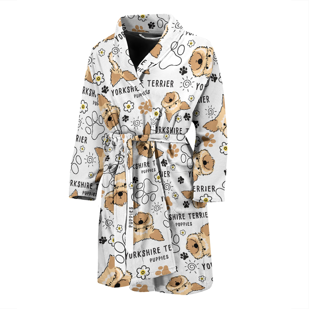 Yorkshire Terriers Print Design LKS308 Men Bathrobe