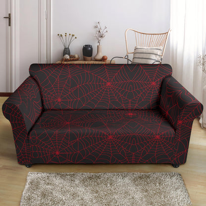 Spider Web Red Print Design LKS302 Loveseat Couch Slipcover