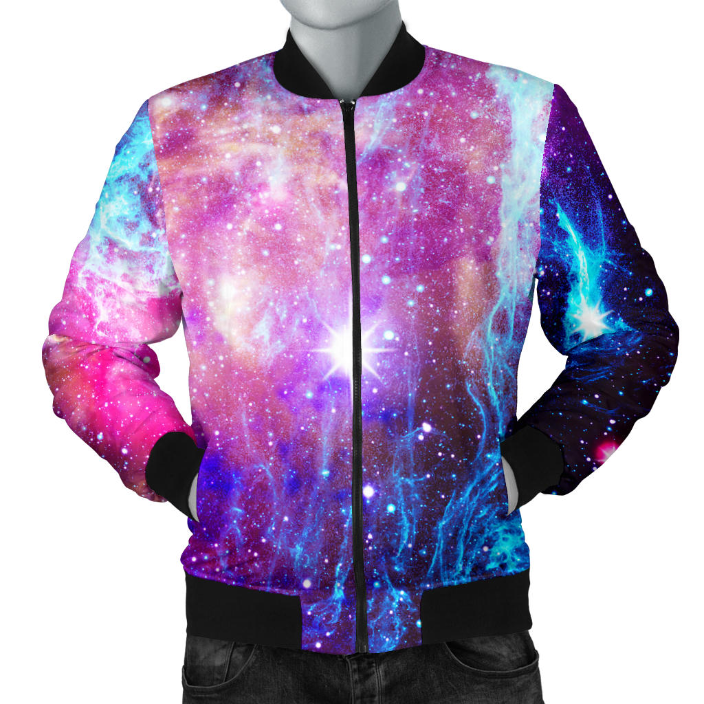 Galaxy Night Purple Space Print  Men Bomber Jacket