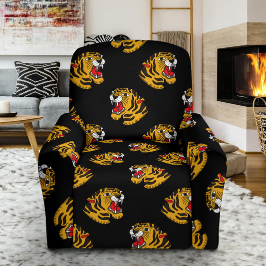 Tiger Head Print Design LKS306 Recliner Slipcover with Pocket