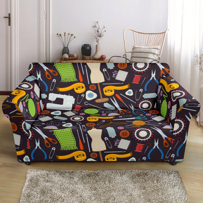 Sewing Equipment Print Design LKS308 Loveseat Couch Slipcover