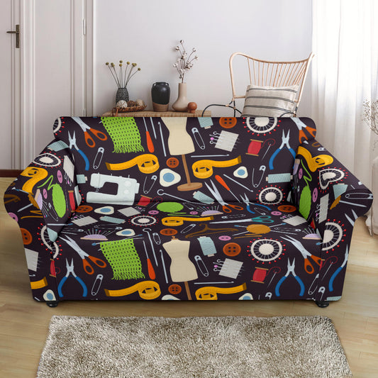 Sewing Equipment Print Design LKS308 Loveseat Couch Slipcover
