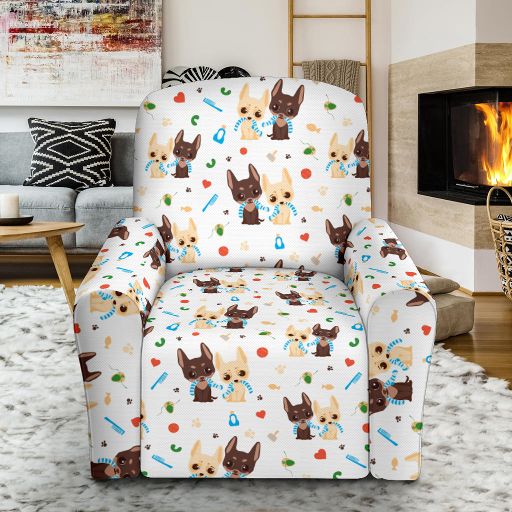 Chihuahua Pattern Print Design 06 Recliner Slipcover with Pocket