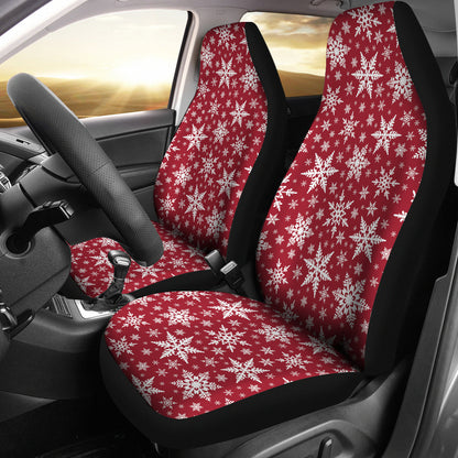 Snowflake Red Print Design LKS302 Car Seat Covers