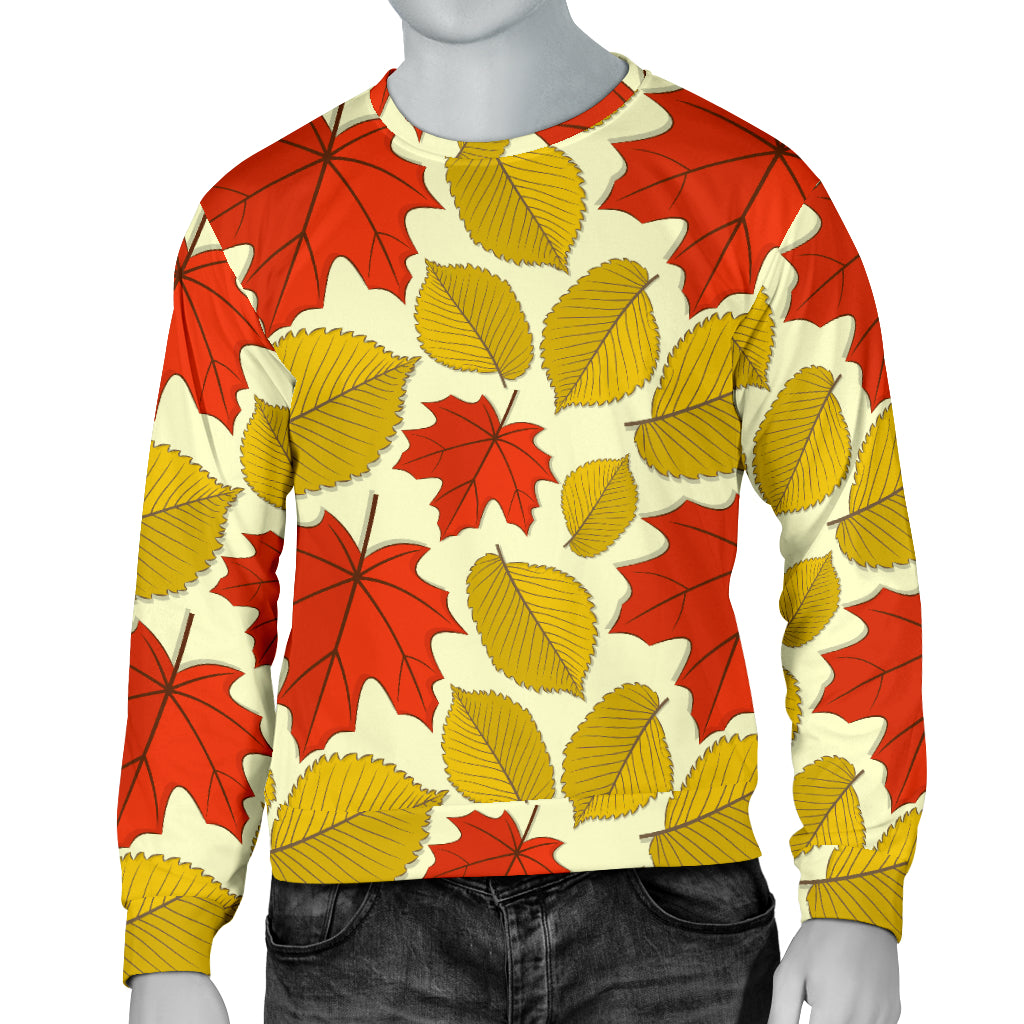 Elm Maple Leave Print Pattern Men Long Sleeve Sweatshirt