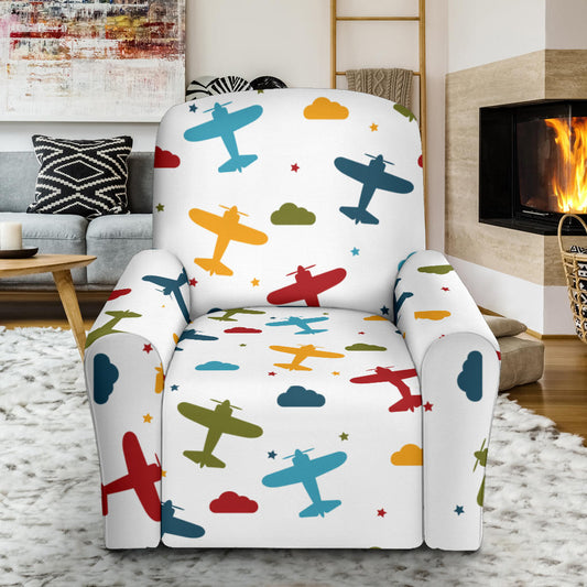 Airplane Pattern Print Design 06 Recliner Slipcover with Pocket