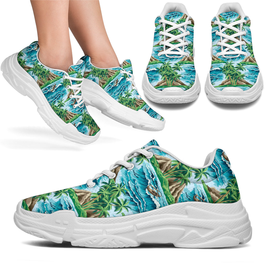 Palm Tree Hawaiian Themed Design Print Chunky Sneakers