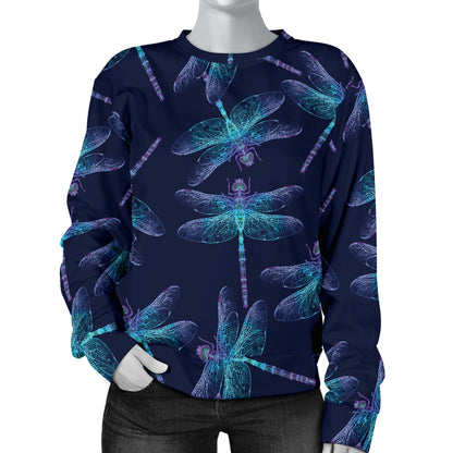 Dragonfly Hand Drawn Style Print Women Long Sleeve Sweatshirt