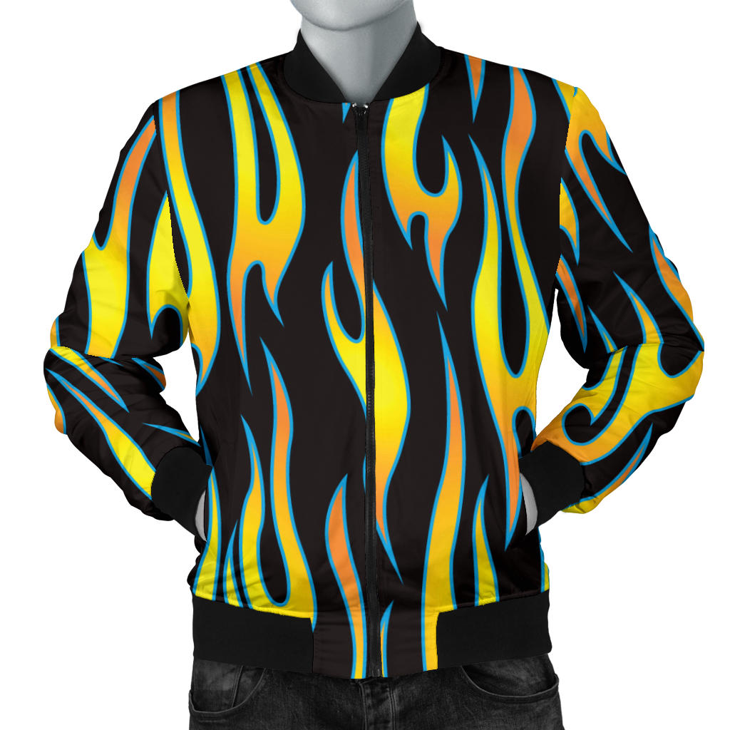 Flame Fire Yellow Pattern Men Bomber Jacket