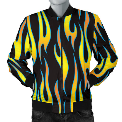 Flame Fire Yellow Pattern Men Bomber Jacket
