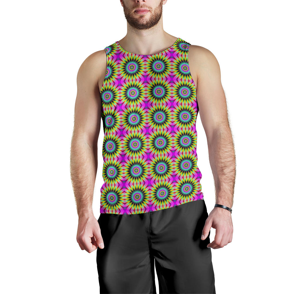 Optical illusion Flower Rainbow Style Men Tank Top