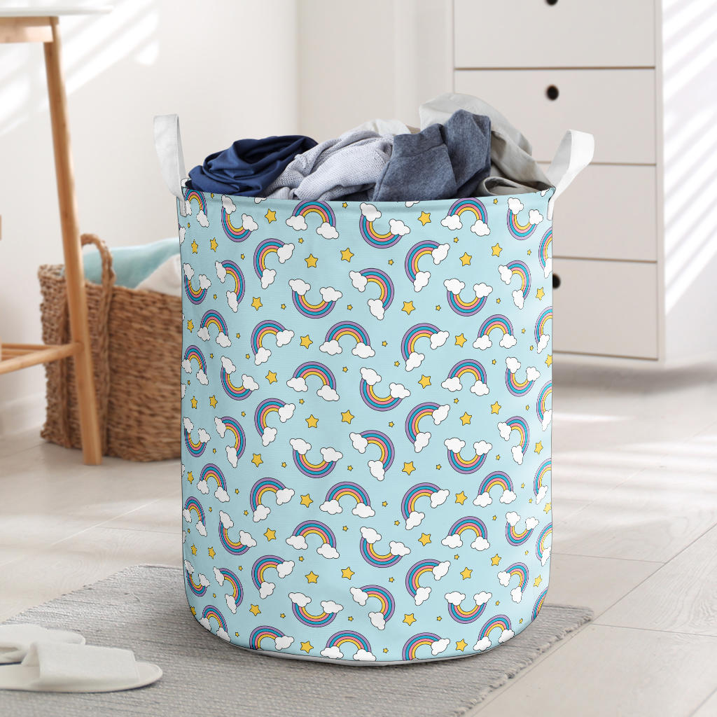 Rainbow Cloud Print Pattern Laundry Basket