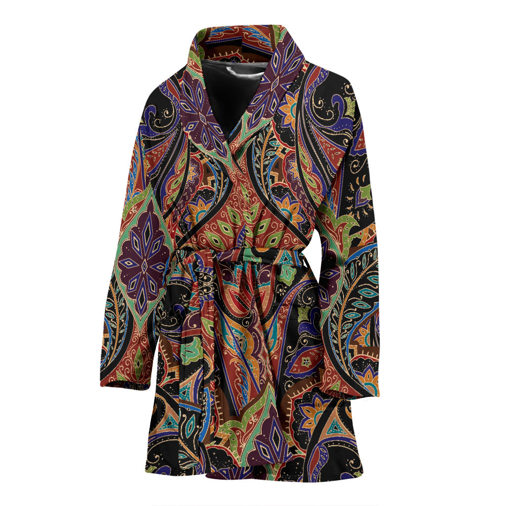 Bohemian Pattern Print Design 06 Women Bathrobe