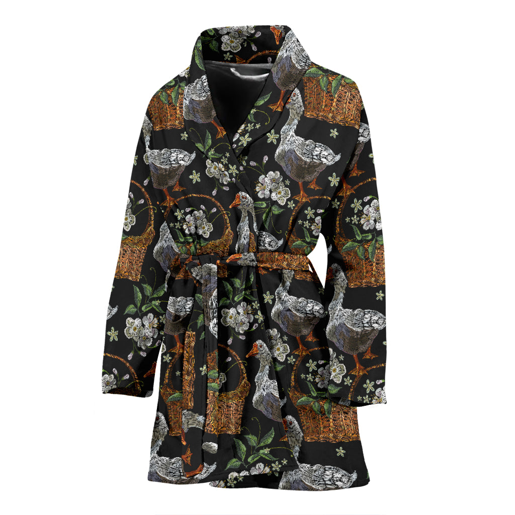 Goose Print Design LKS406 Women Bathrobe