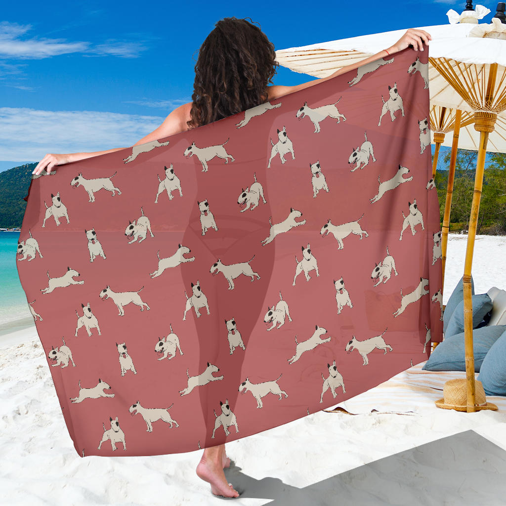 Bull Terriers Pattern Print Design 09 Sarong Pareo Wrap