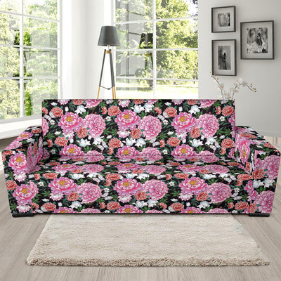 Dahlia Pattern Print Design 02 Sofa Slipcover