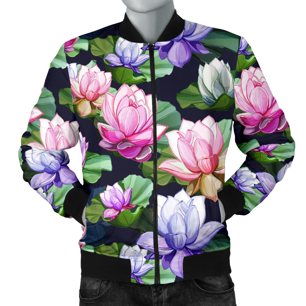 Lotus Flower Print Design Men Bomber Jacket