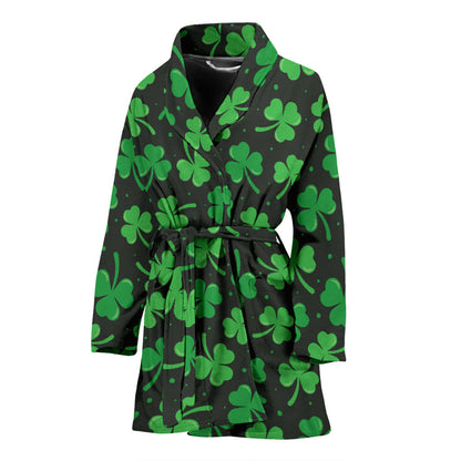 Clover Pattern Print Design 04 Women Bathrobe