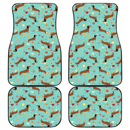 Dachshund with Floral Print Pattern Car Floor Mats Front Back