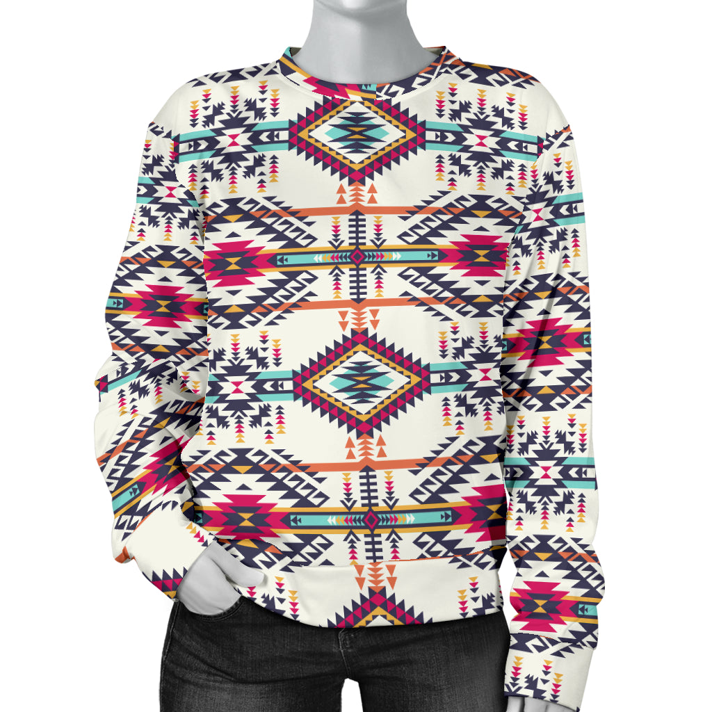 Indian Navajo Art Themed Design Print Women Long Sleeve Sweatshirt