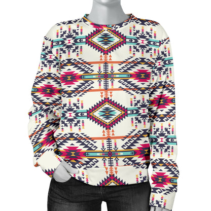 Indian Navajo Art Themed Design Print Women Long Sleeve Sweatshirt