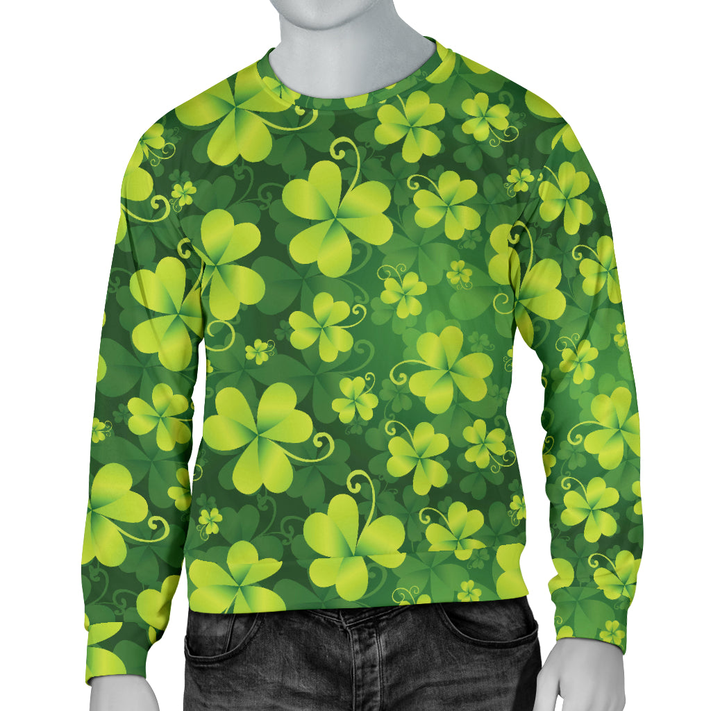 Shamrock Clover Print Men Long Sleeve Sweatshirt