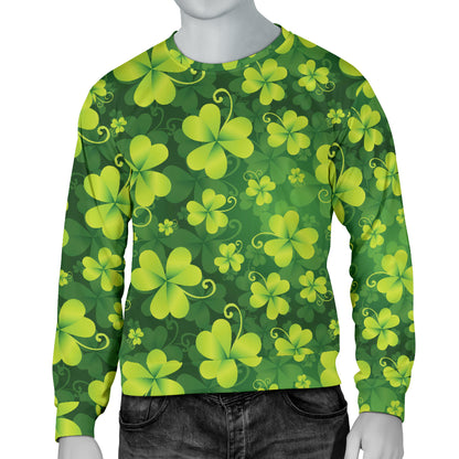 Shamrock Clover Print Men Long Sleeve Sweatshirt