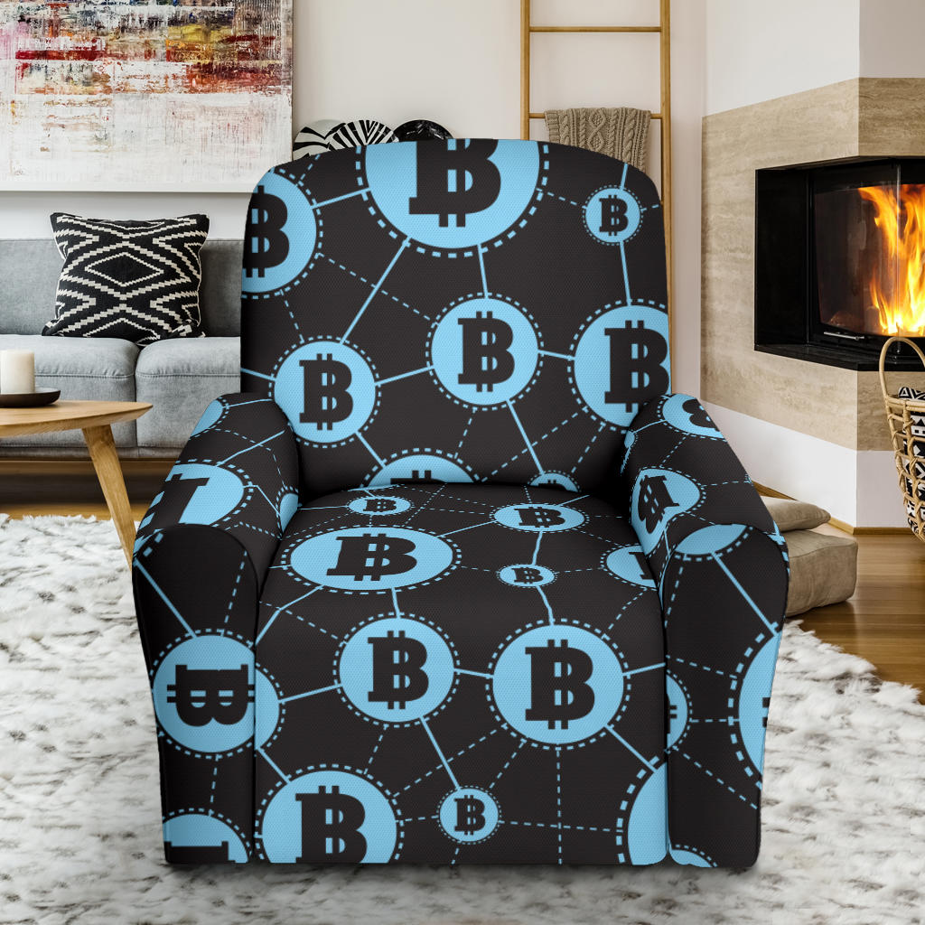 Cryptocurrency Pattern Print Design 02 Recliner Slipcover with Pocket
