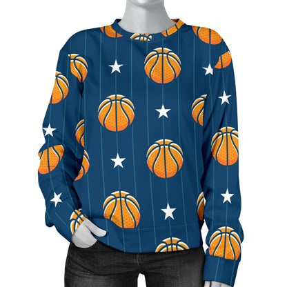 Basketball Star Print Pattern Women Long Sleeve Sweatshirt