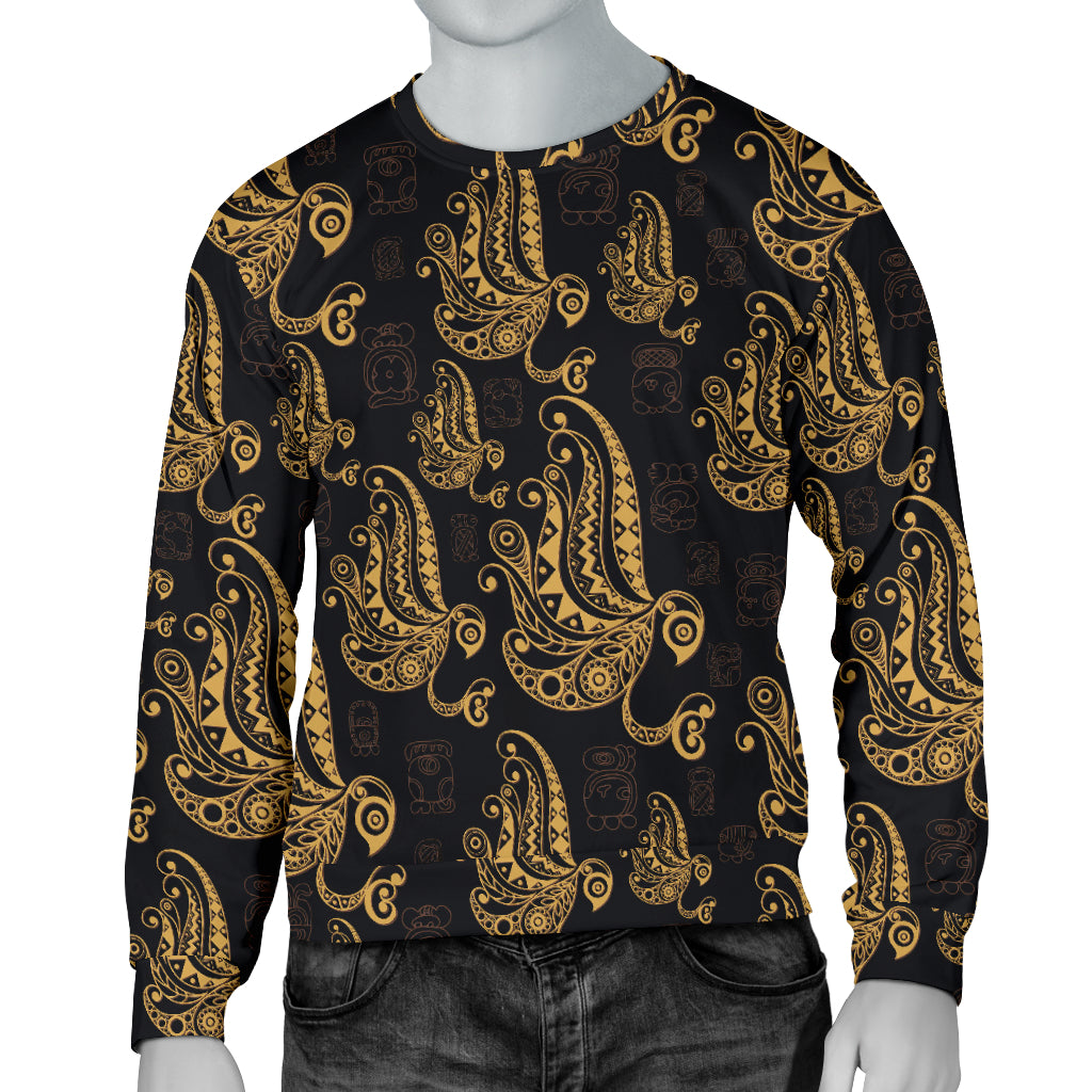 Owl Tribal Polynesian Design Print Men Long Sleeve Sweatshirt