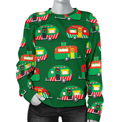Camper Camping Christmas Themed Print Women Long Sleeve Sweatshirt